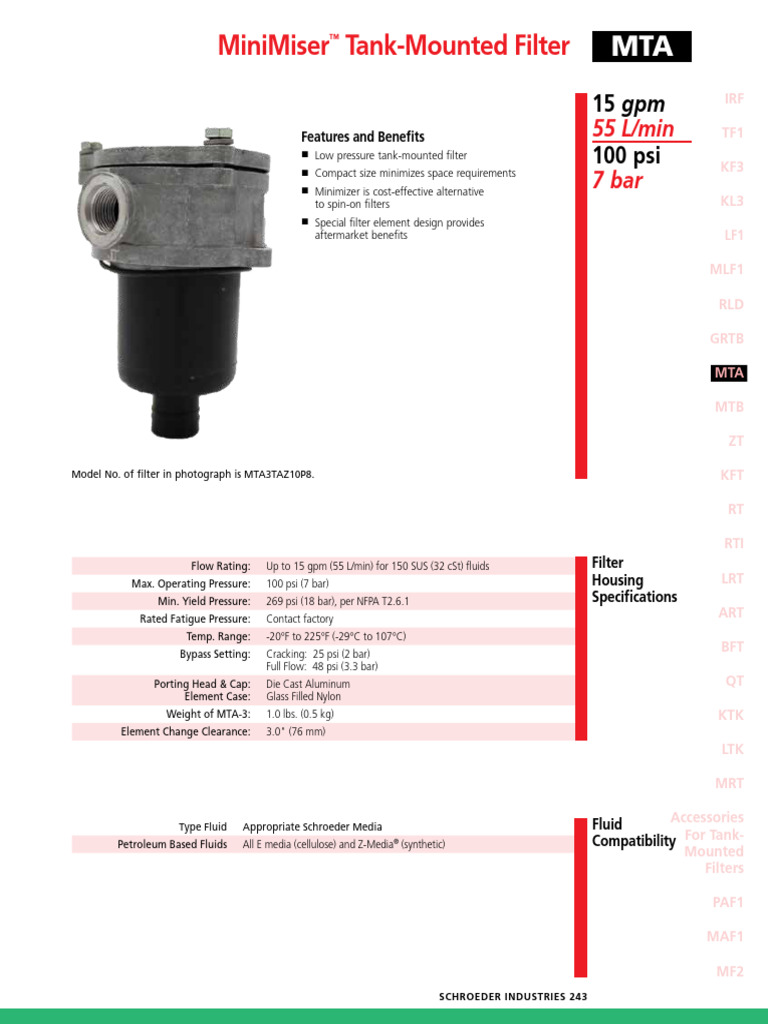 MTA - Catalogpgs-Hyd Oil Filter | PDF | Filtration | Chemical Engineering