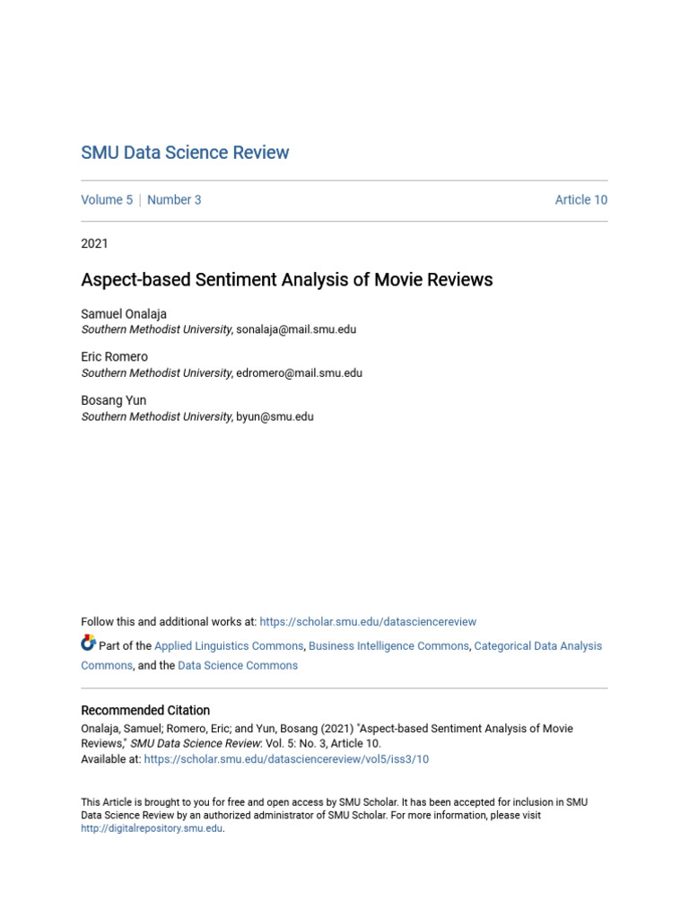 Aspect-Based Sentiment Analysis | PDF | Machine Learning | Deep Learning