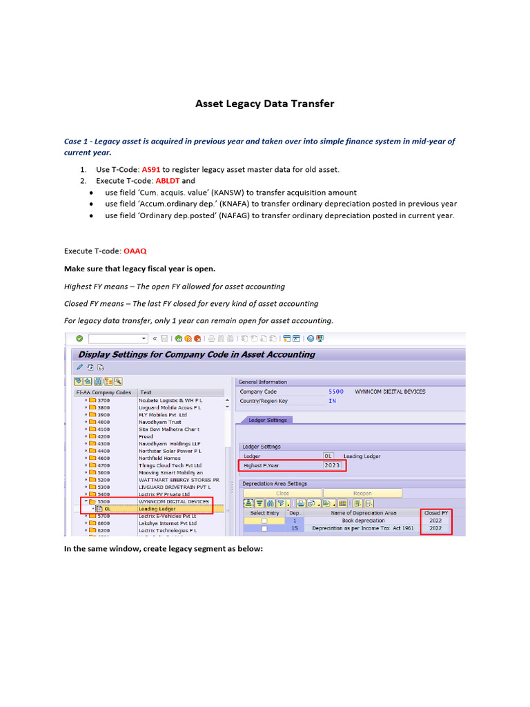 Asset Legacy Data Transfer in SAP S/4HANA | PDF | Depreciation ...