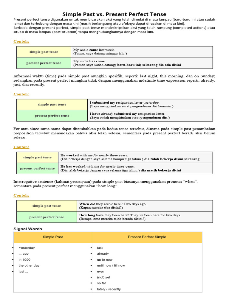 Simple Past Vs Simle Present Perfect 020656 | PDF | Syntax | Linguistic ...