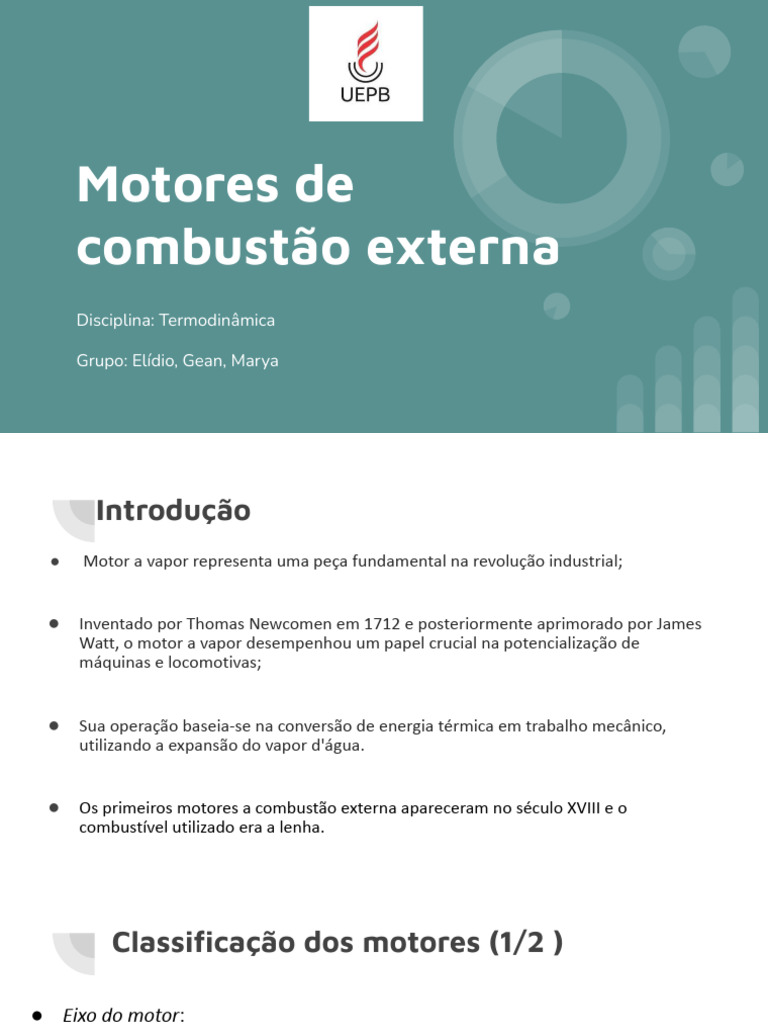 Motores de Combustão Externa: História e Tipos | PDF | Motor a vapor ...