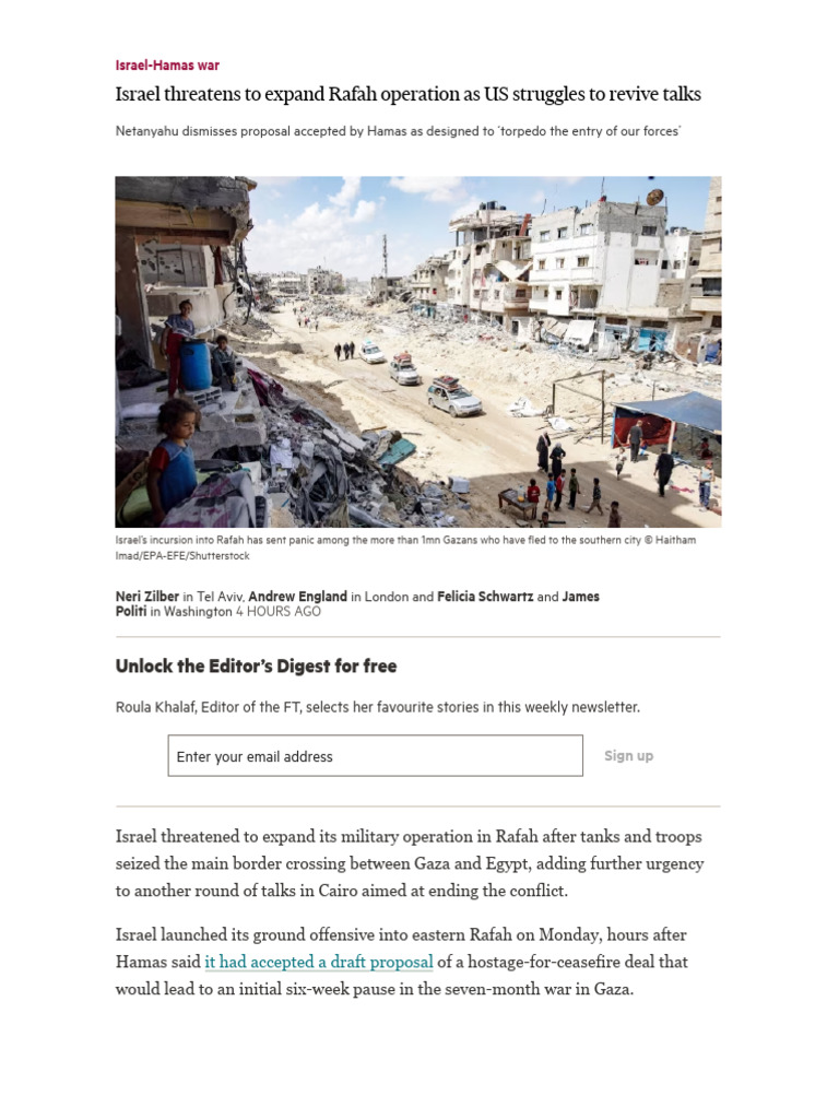 Israel Threatens To Expand Rafah Operation As US Struggles To Revive ...