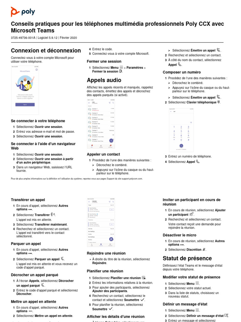 Guide d'utilisation Poly CCX avec Teams | PDF | Internet | Internet et Web