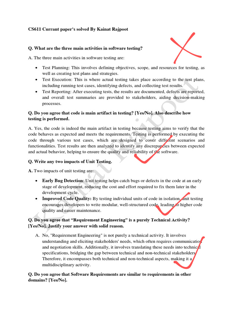 CS611 Currant Paper by Kainat Rajpoot | PDF | Software Testing | Unit ...