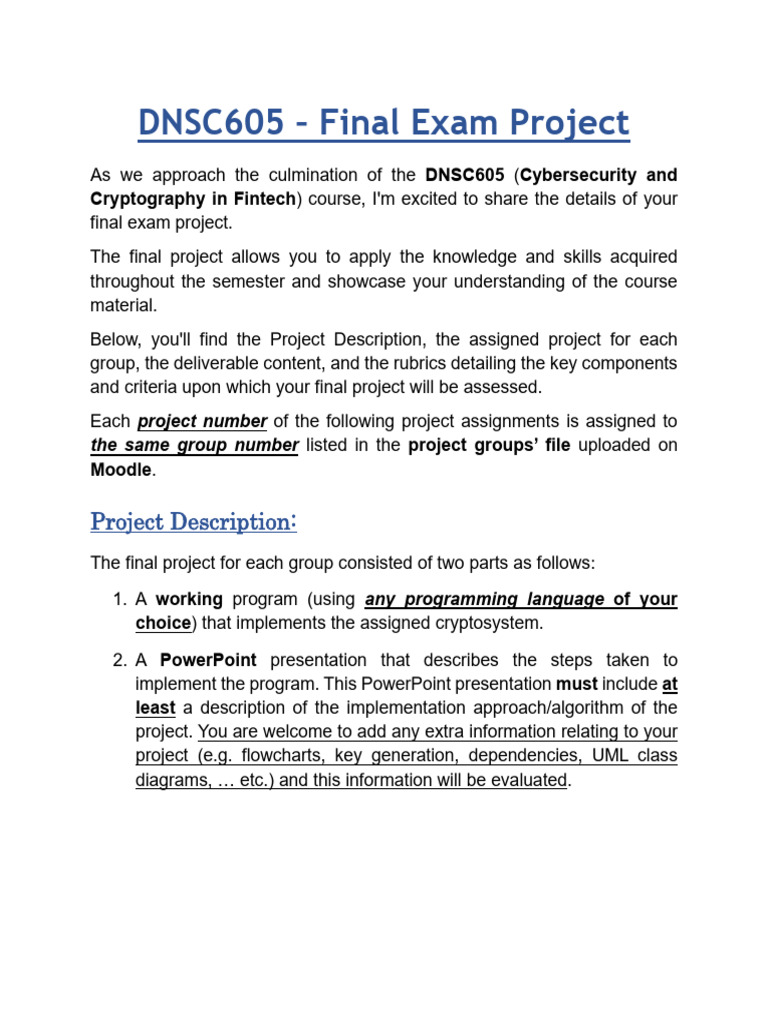 Fintech Cryptography Project Guidelines | PDF | Encryption | Cryptography