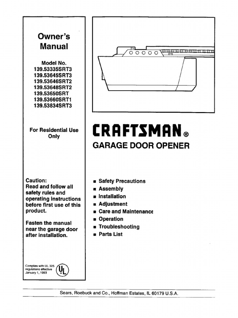 Craftsman®: Owner's Manual | PDF | Door