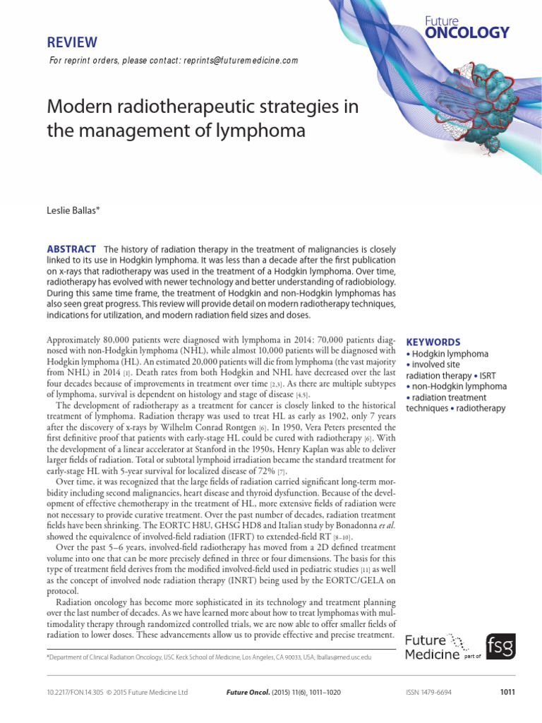 Modern Radiotherapy for Lymphoma Treatment | PDF | Radiation Therapy ...