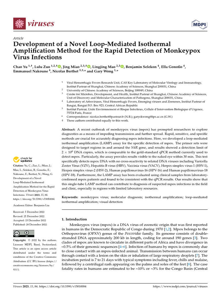 Development of A Novel Loop-Mediated Isothermal Amplification Method ...