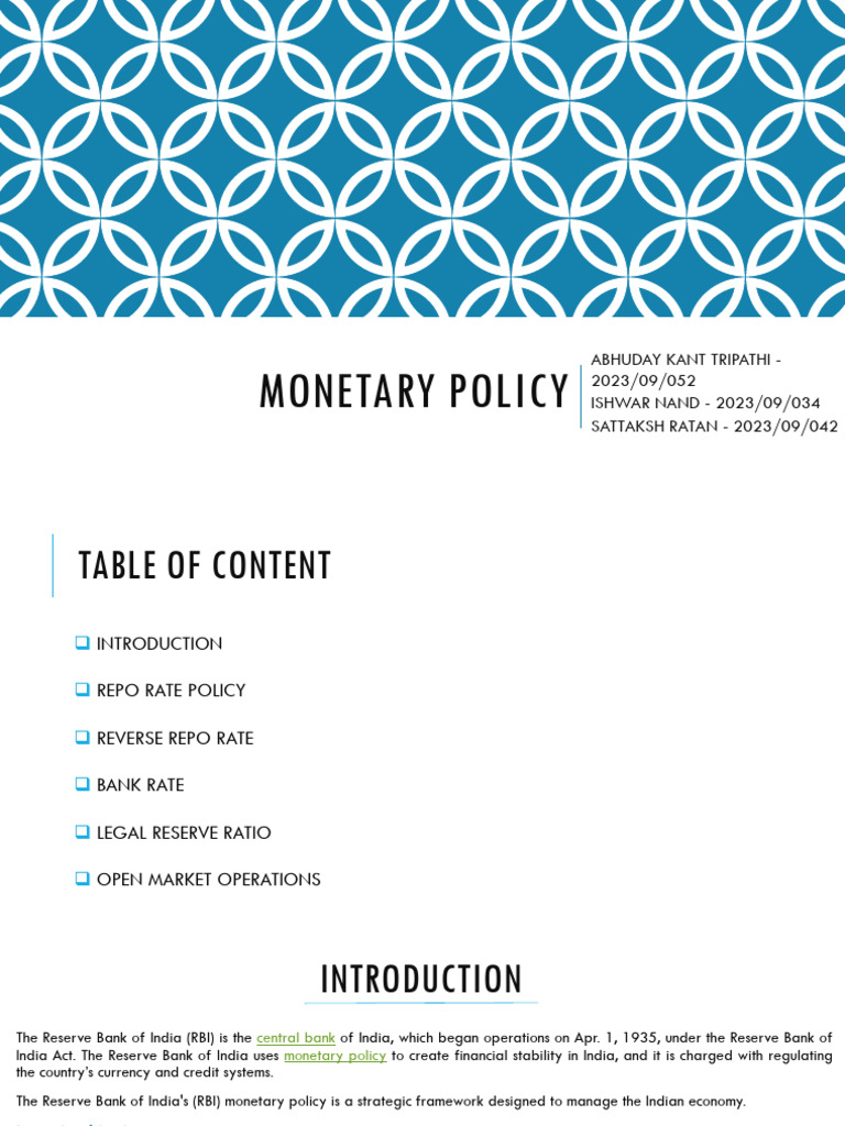 RBI Monetary Policy Insights | PDF | Reserve Bank Of India | Interest Rates