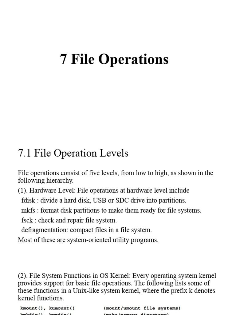 File Operations and I/O Hierarchy Explained | PDF | Computer File ...