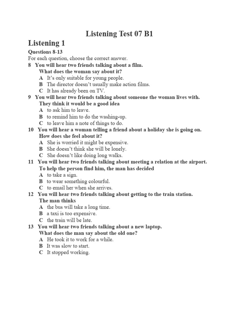 Listening Test 07 B1 | PDF