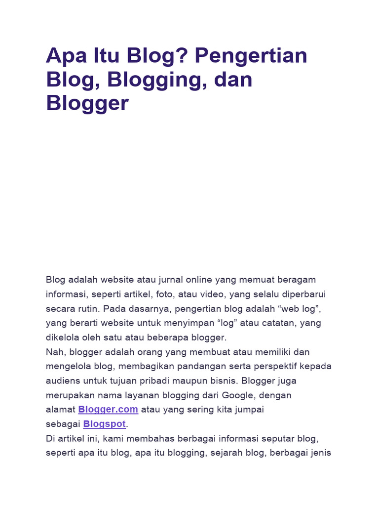 Pengertian dan Jenis-Jenis Blog | PDF