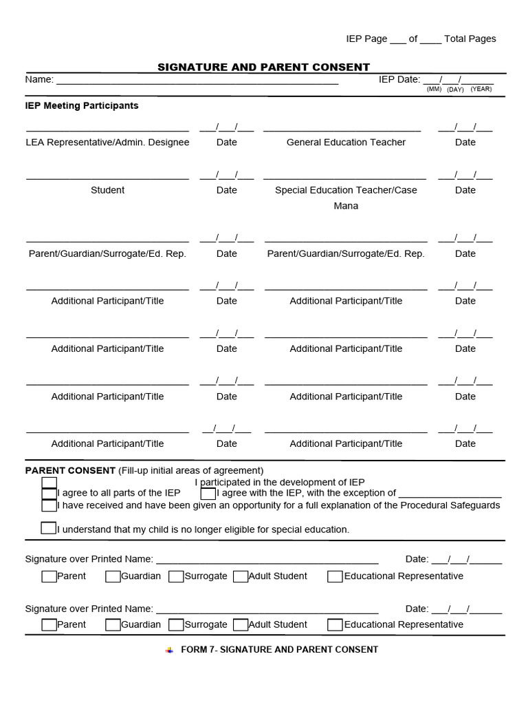 Form 7 and 8 Blank Forms | PDF | Individualized Education Program ...