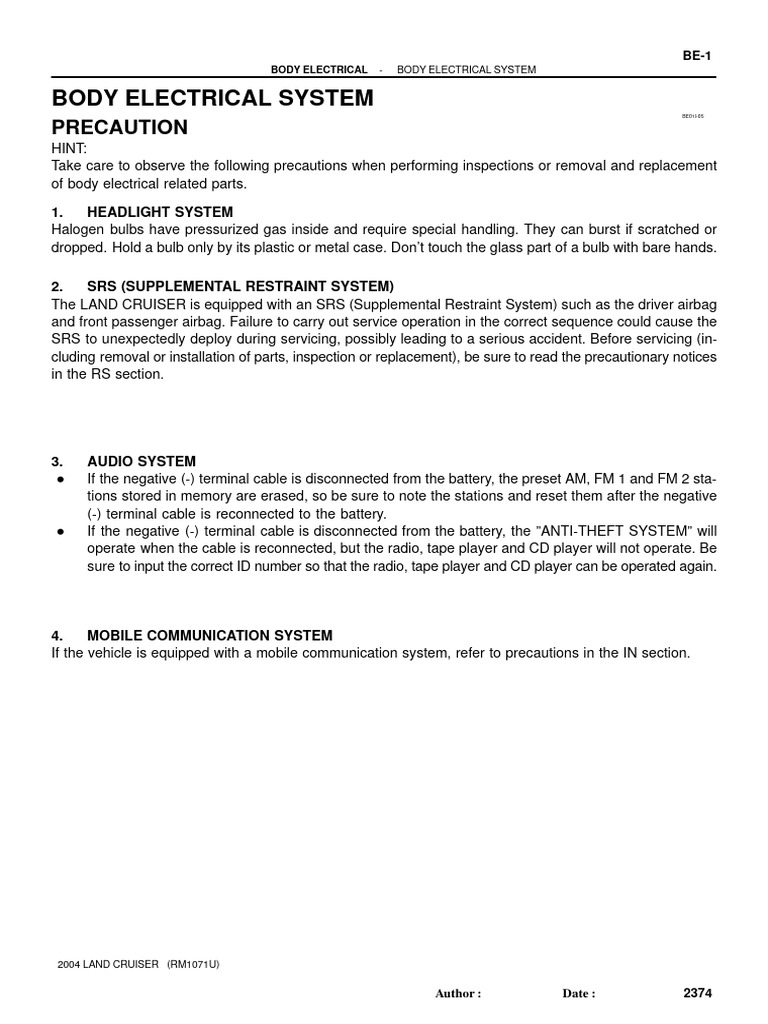 Body Electrical | PDF | Headlamp | Manufactured Goods
