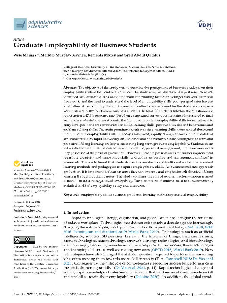 Graduate Employability of Business Students | PDF | Pedagogy | Unemployment