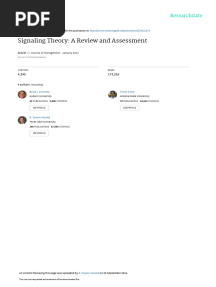 Signaling Theory A Review and Assessment