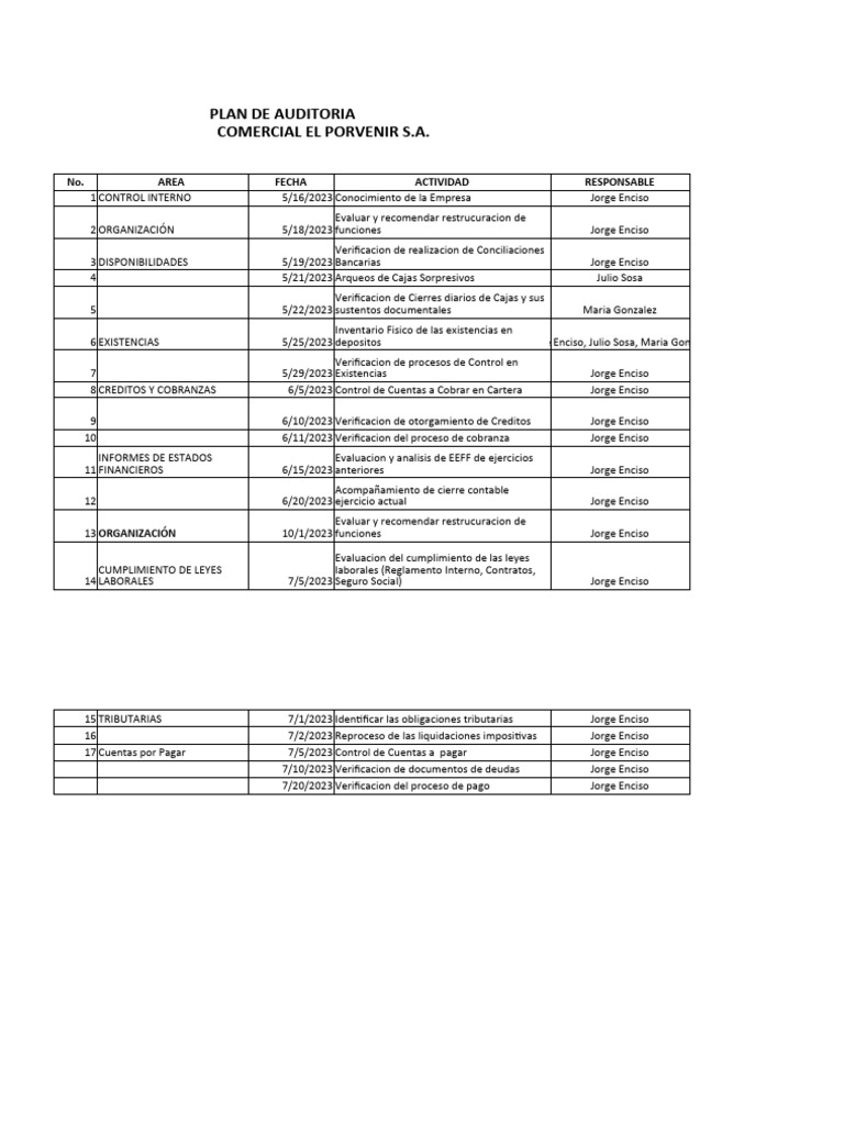 4 5 Plan Anual de Auditoria Interna | PDF | Contabilidad | Auditoría