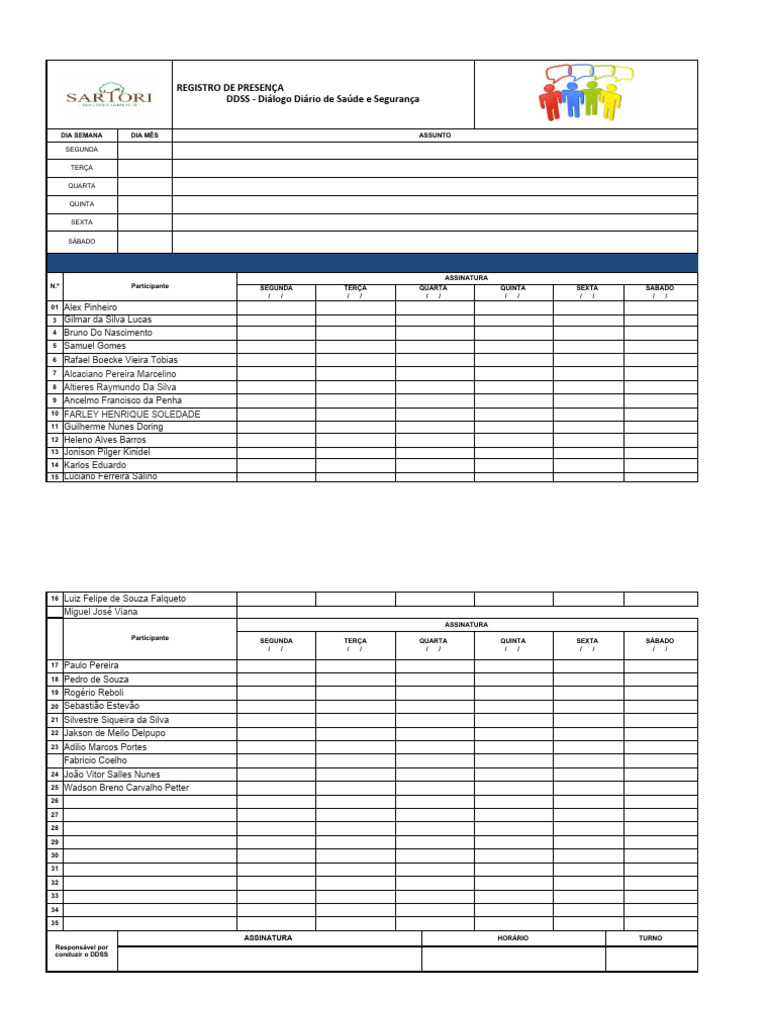 Registro de Presença DDSS | PDF