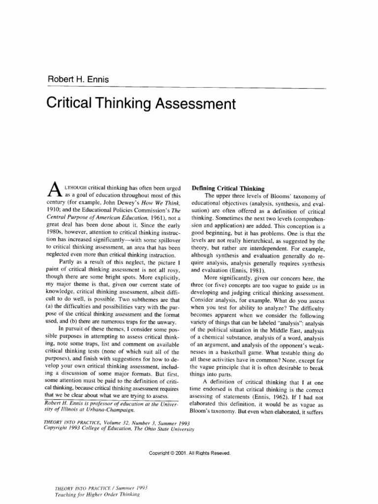 Critical thinking outline image