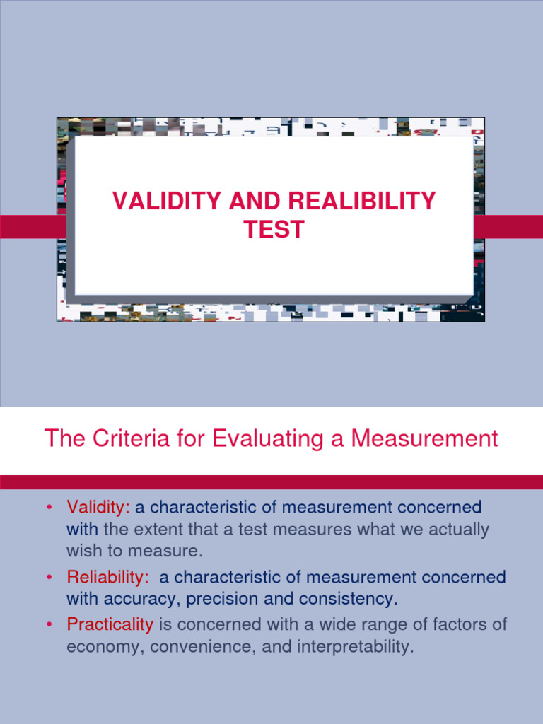 Validity and Reliability Test | PDF | Validity (Statistics) | Cronbach ...