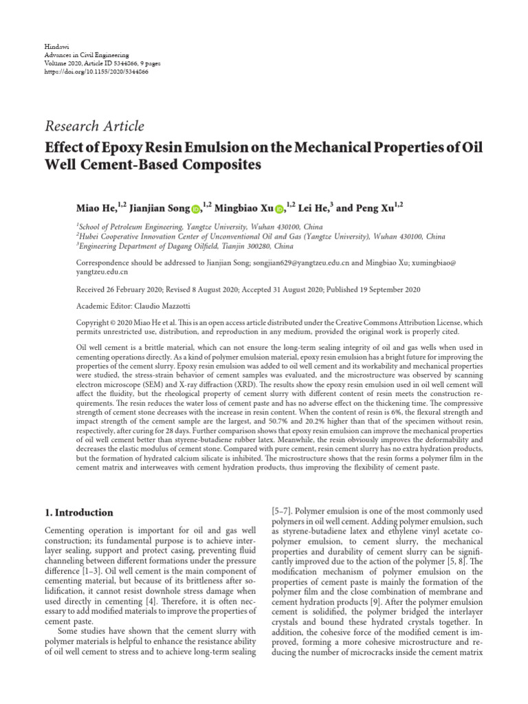 Effect of Epoxy Resin Emulsion On The Mechanical P | PDF | Deformation ...