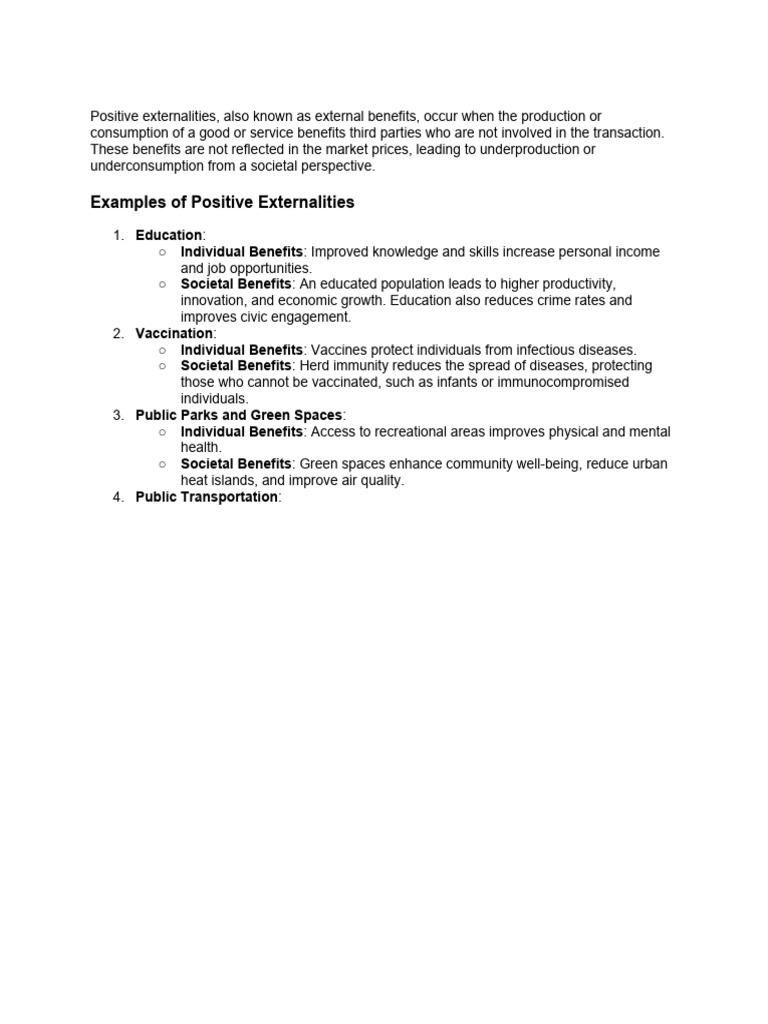 Examples of Positive Externalities | PDF
