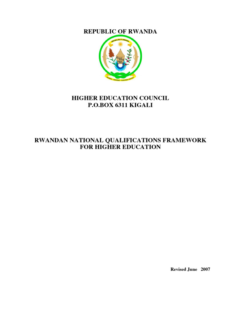 Rwanda national qualifications framework for higher education pdf