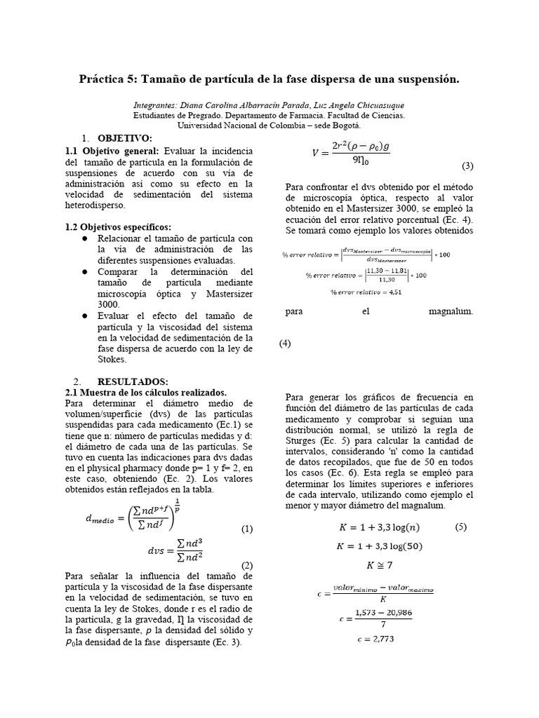 Efecto del Tamaño de Partícula en Suspensiones | PDF | Suspensión ...