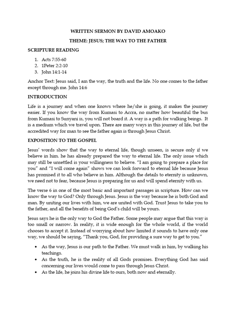 Written Sermon 2 Pdf Jesus God The Father