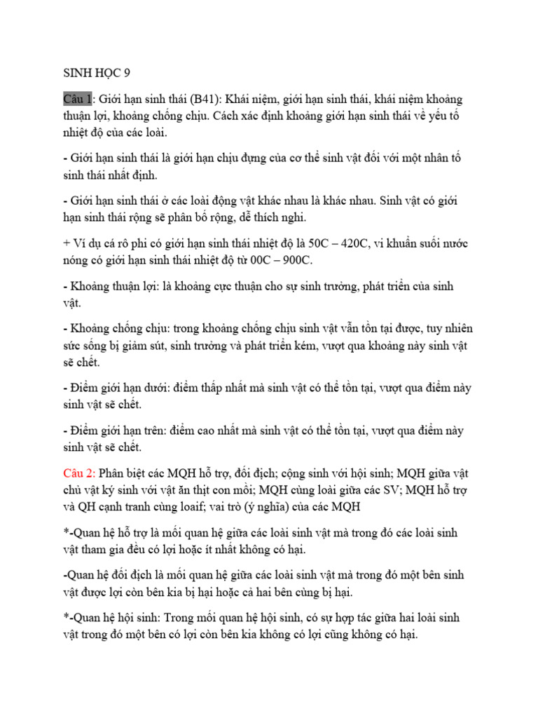 SINH HỌC 9 | PDF