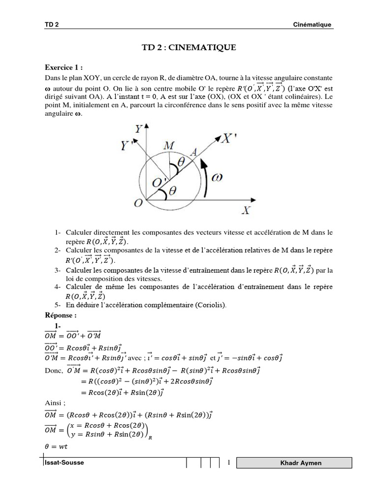 TD2 Corrigé | PDF | Mouvement de rotation | Accélération