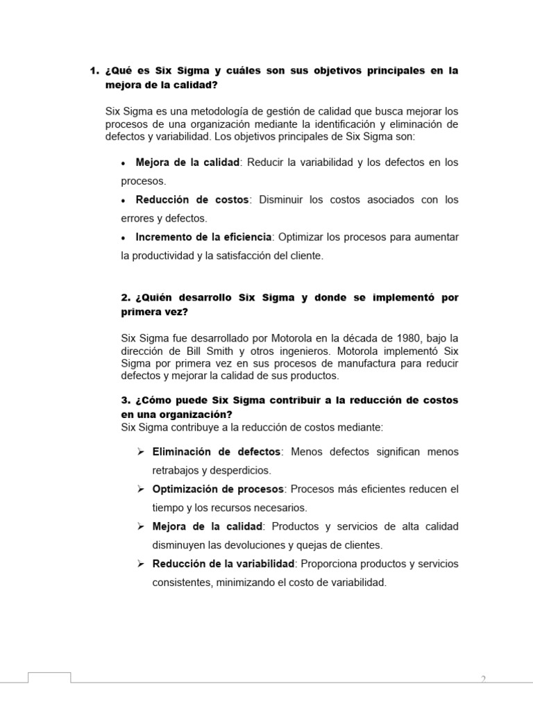 Qué Es Six Sigma y Cuáles Son Sus Objetivos Principales en La Mejora de ...