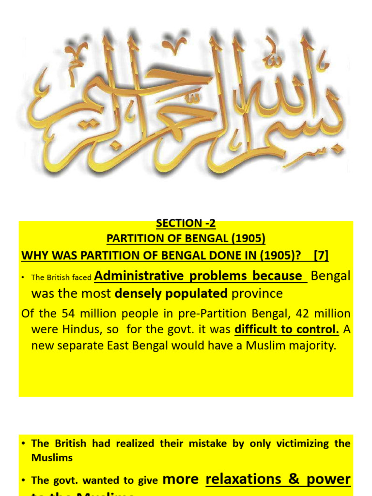 Reasons for 1905 Bengal Partition | PDF | British Raj | Partition Of India