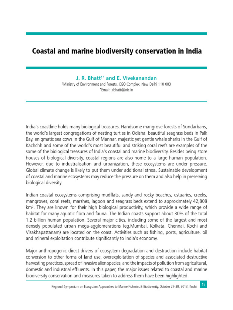 1.2 Coastal and Marine Biodiversity Conservation in India | PDF | Coral ...