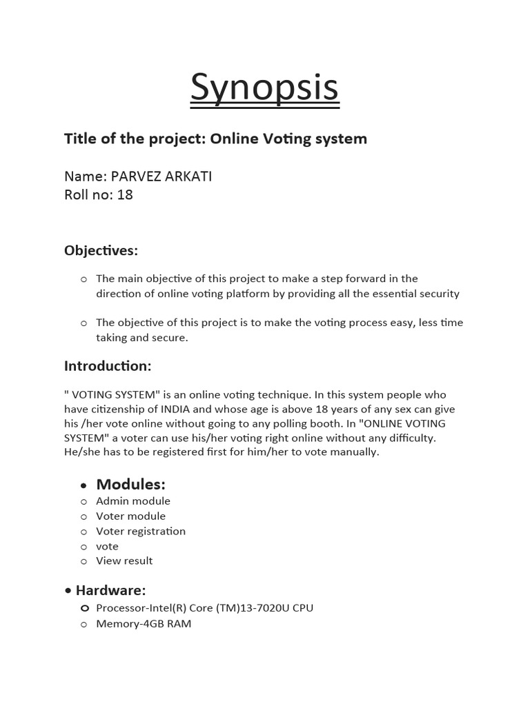 Secure Online Voting System Overview | PDF | Feasibility Study ...