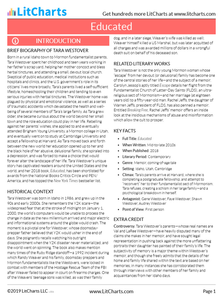 Educated litchart tara westover pdf