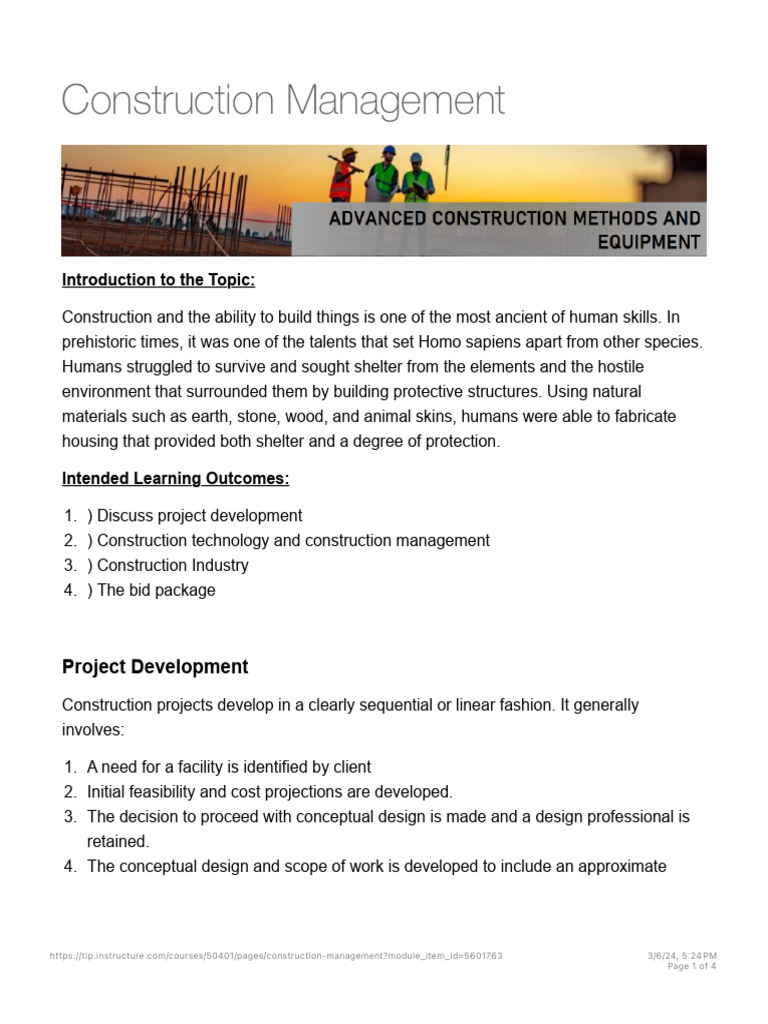 Construction Management Overview Guide | PDF | Specification (Technical ...