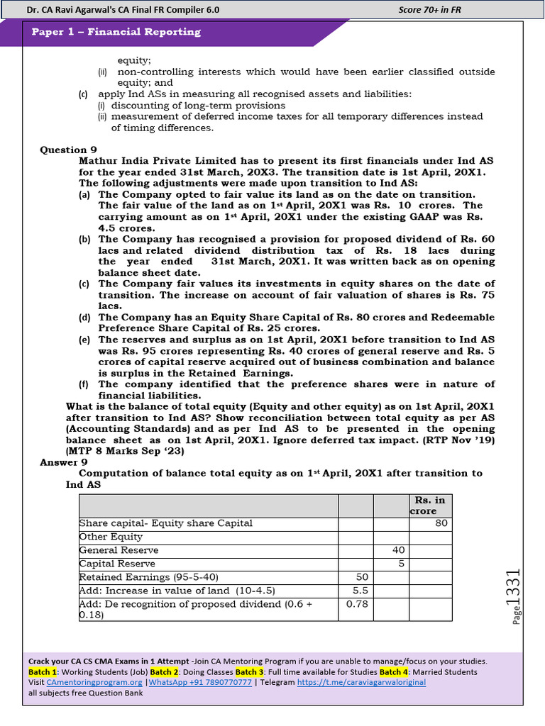 CA Final Financial Reporting Guide | PDF | Equity (Finance) | Fair Value