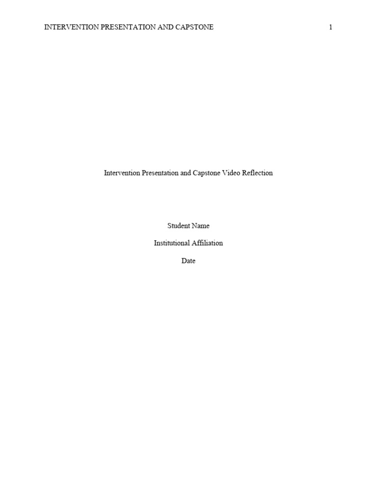 Intervention Presentation and Capstone Video Reflection | PDF ...