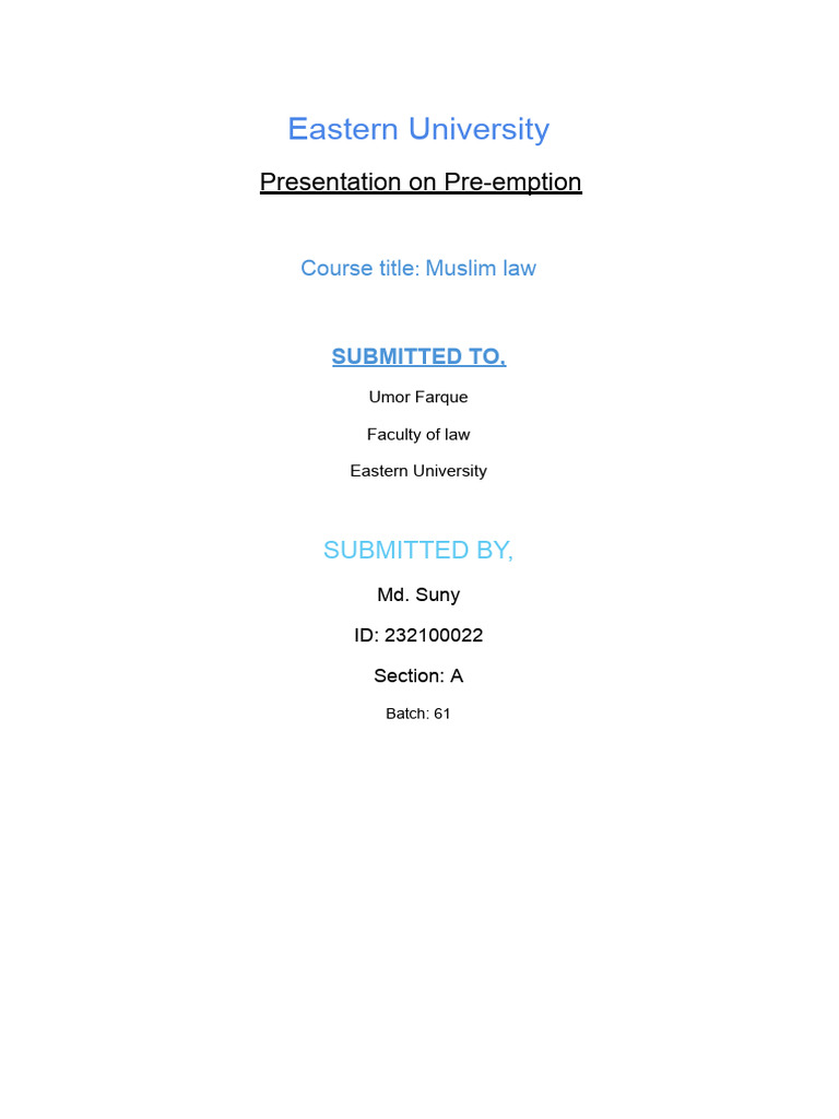 Understanding Pre-emption in Muslim Law | PDF | Natural Resources Law ...