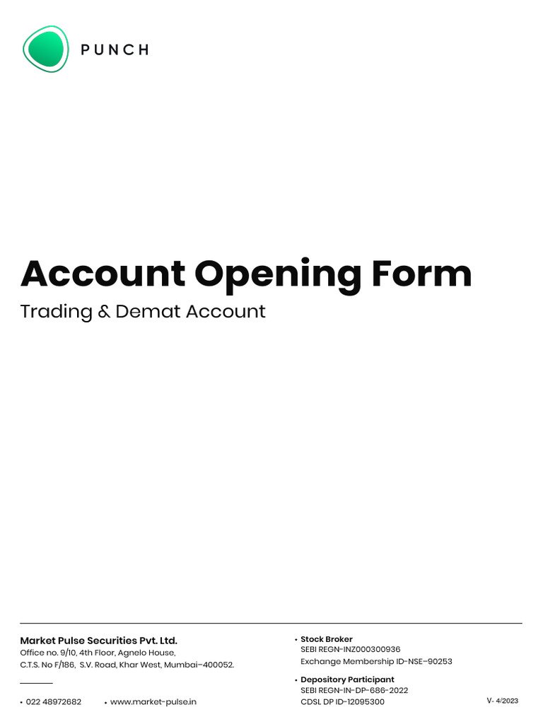 Account Opening Form PDF | PDF | Identity Document | Stocks