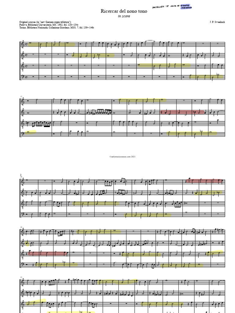 IMSLP725775-PMLP1155501-sweelinck Ricercar Del Nono Tuono IN SCORE | PDF