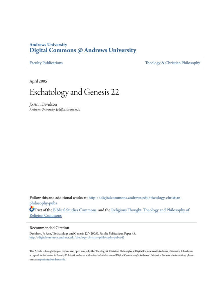 Eschatology and Genesis 22 | PDF | Book Of Genesis | Isaac