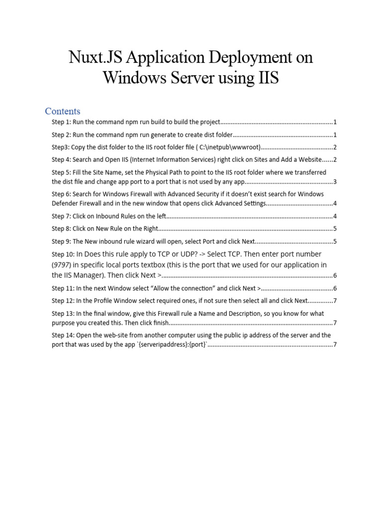 Deploy Nuxt.JS on Windows Server IIS | PDF | Port (Computer Networking ...