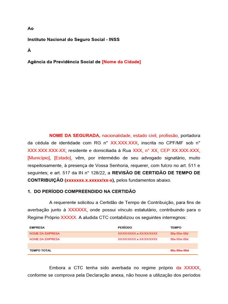 Revisão de Certidão de Tempo de Contribuição | PDF | Finanças e ...