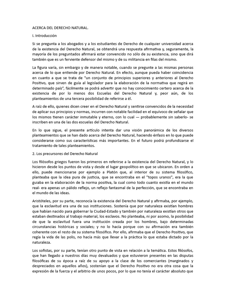 Acerca Del Derecho Natural | PDF | La Ley natural | Tomás de Aquino