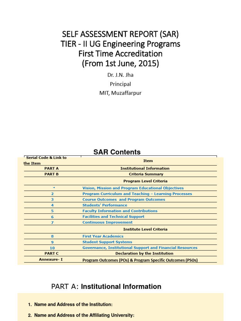 Accreditation Self-Assessment Report for UG Engineering Programs | PDF ...