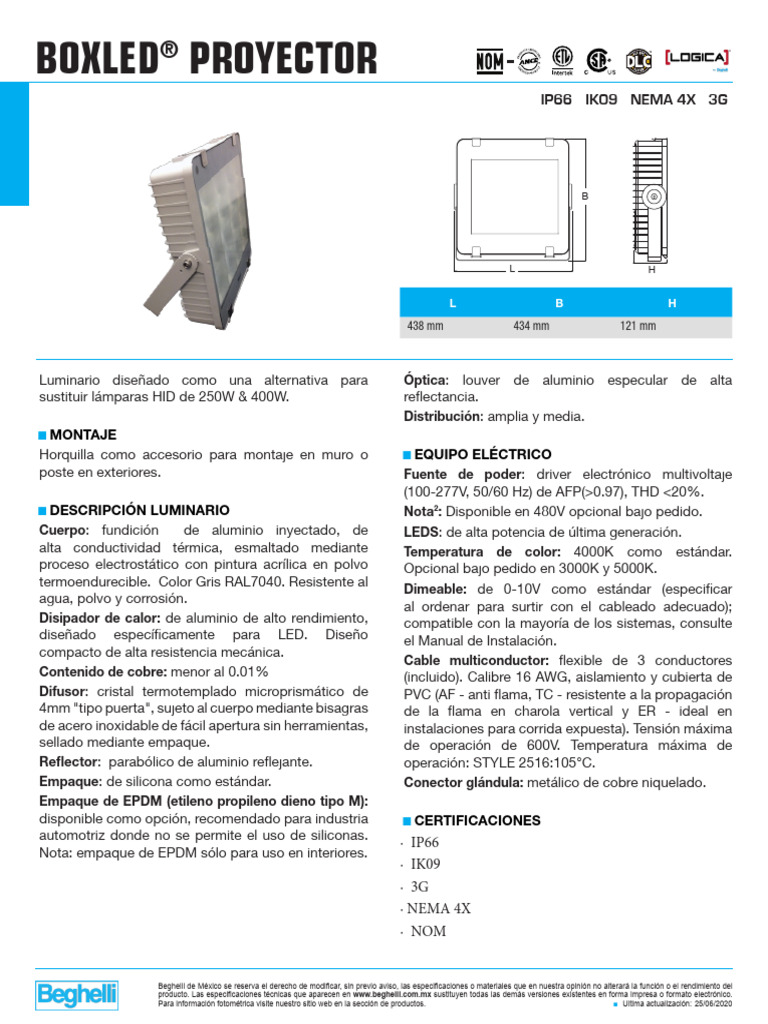 Boxled Proyector Ficha | PDF | Ingenieria Eléctrica | Electricidad