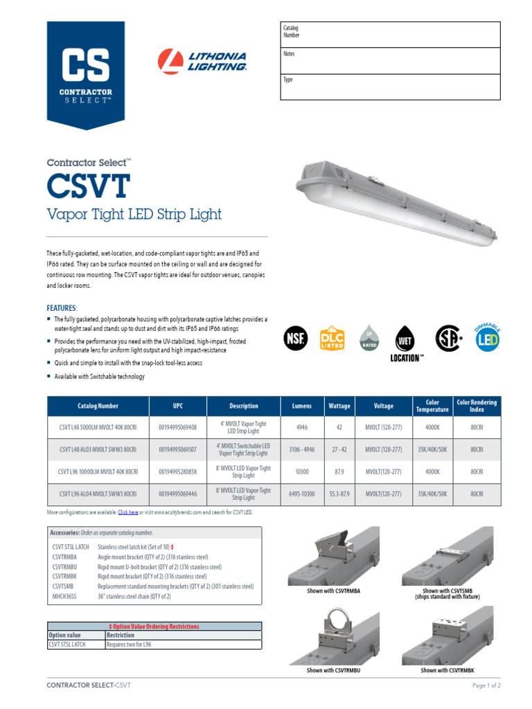Contractor Select CSVT | PDF | Light Emitting Diode | Stainless Steel