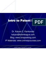 Introduction To Patent Law - A Presentation at NLSIU by Dr. Kalyan